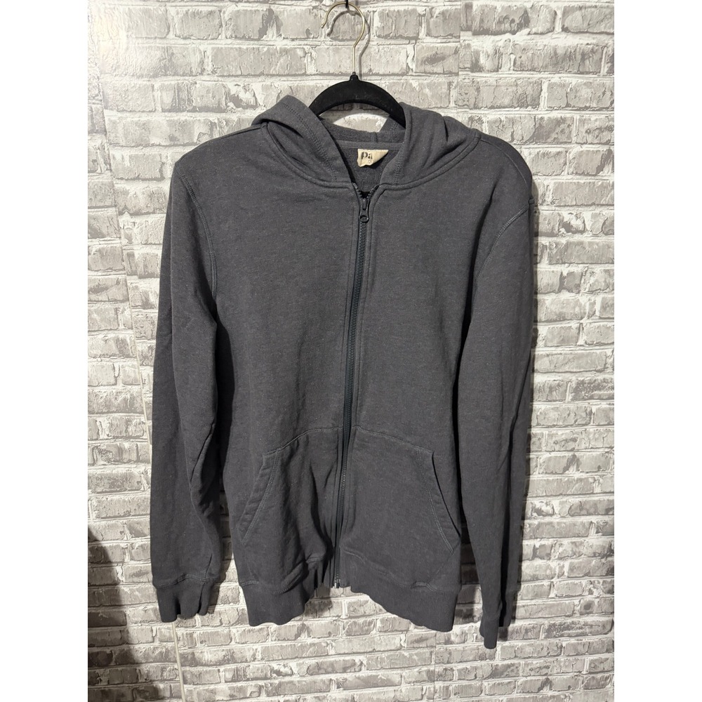 Pact Organic Cotton Full Zip Hoodie Charcoal Gray Fleece Sweatshirt Womens M